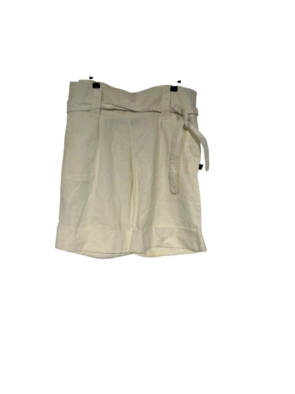 Hemp Braintree Cotton High Waisted Tie Belted Paperbag Shorts Cream Size 14